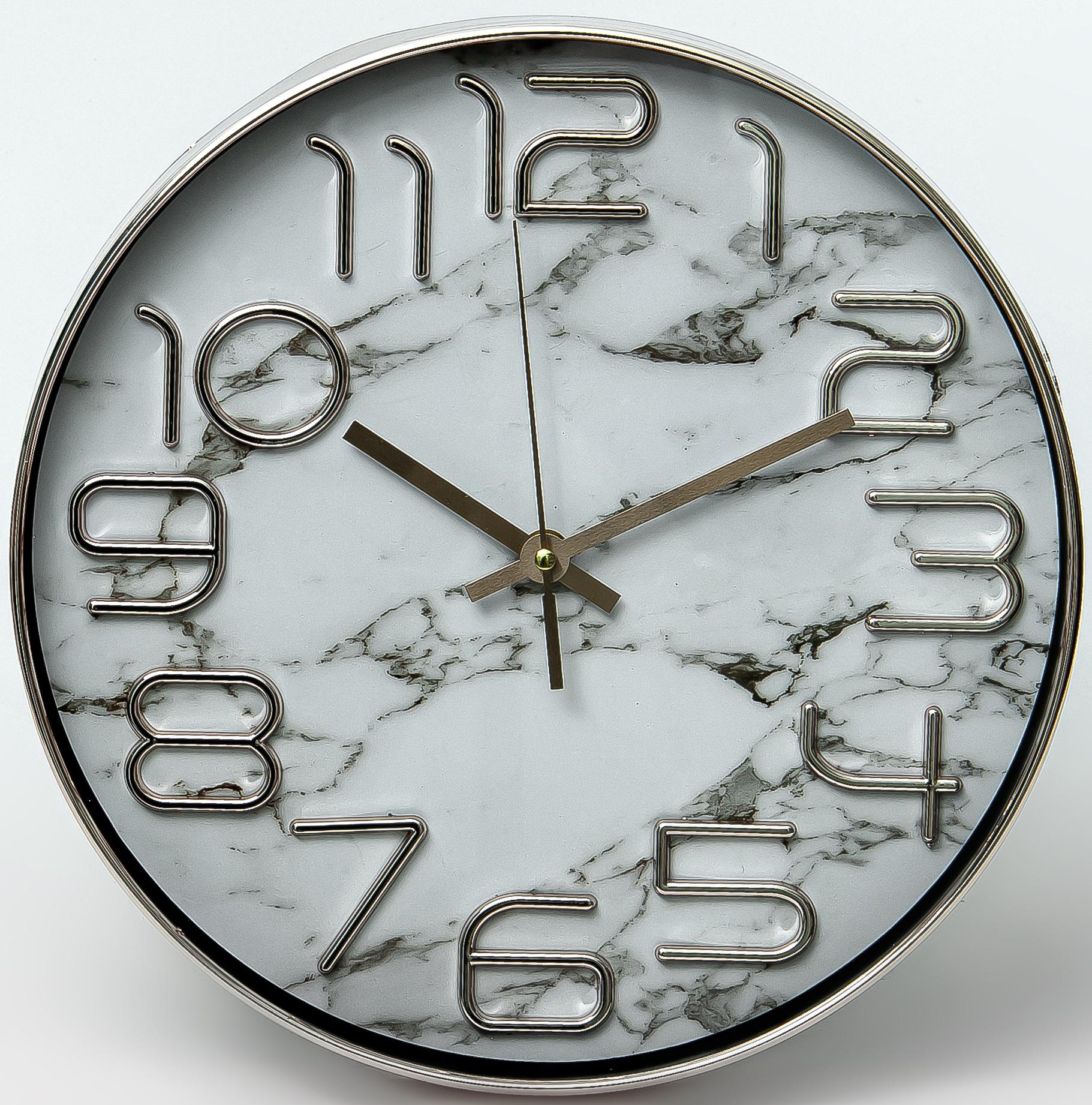 Часы настенные круглые Home art "БЕЛЫЙ МРАМОР" 30 см