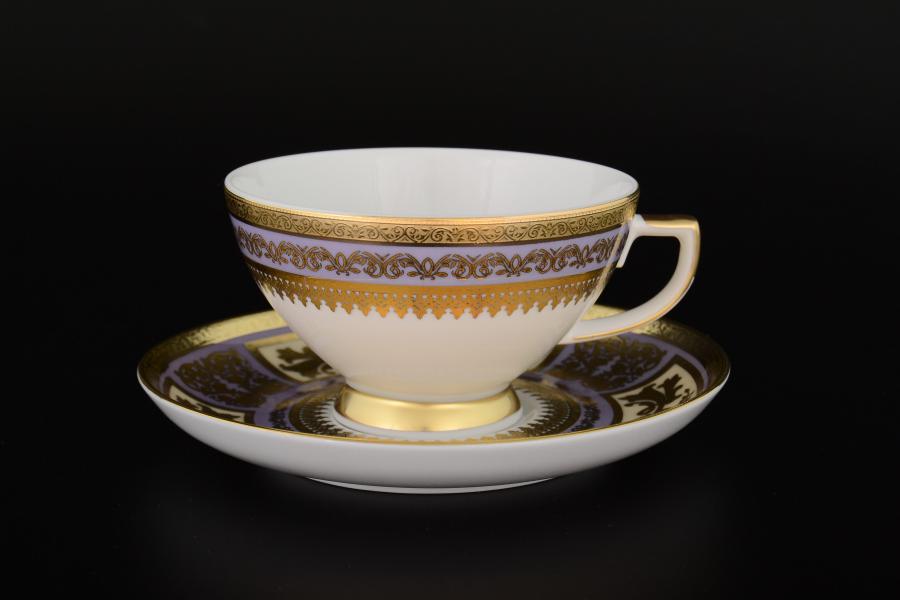 Комплект чайных пар Falkenporzellan Diadem Violet Creme Gold 220мл(6 пар)