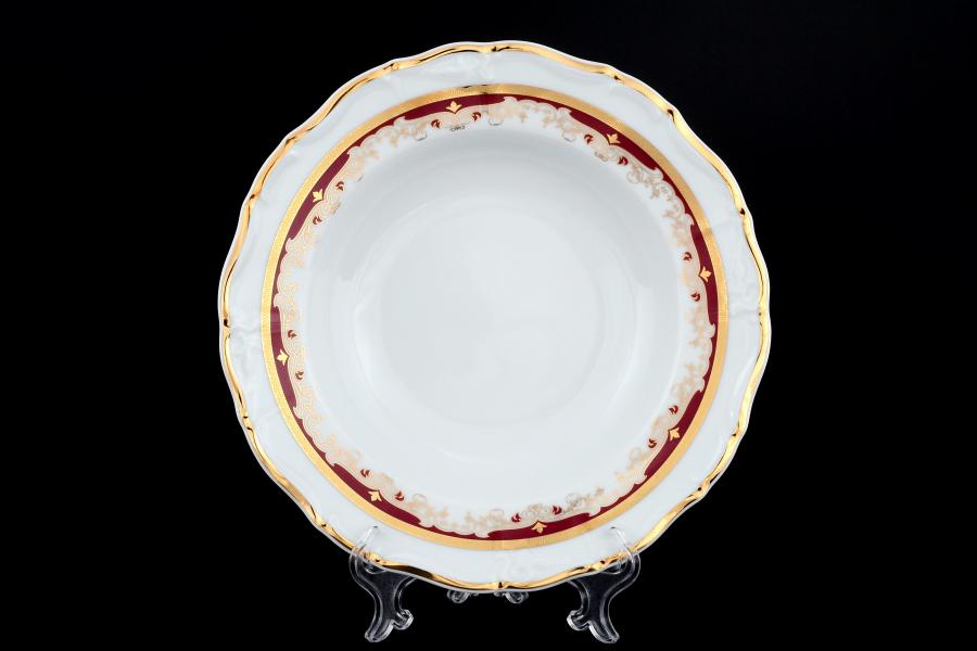 Комплект глубоких тарелок из фарфора Thun Мария Луиза Красная лилия 23см (6 шт)