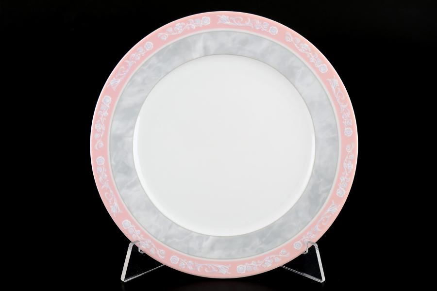 Комплект тарелок Thun Яна серый мрамор с розовым кантом 17 см(6 шт)