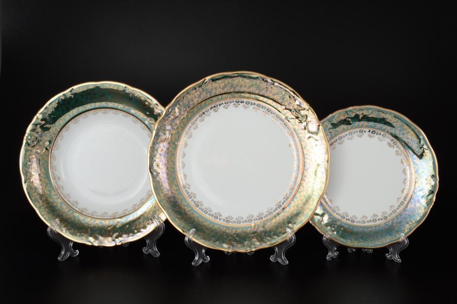 Комплект тарелок 18 предметов Мария Луиза Лист Зеленый