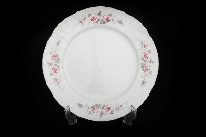 Комплект тарелок Bernadotte Серая роза платина 21 см(6 шт)