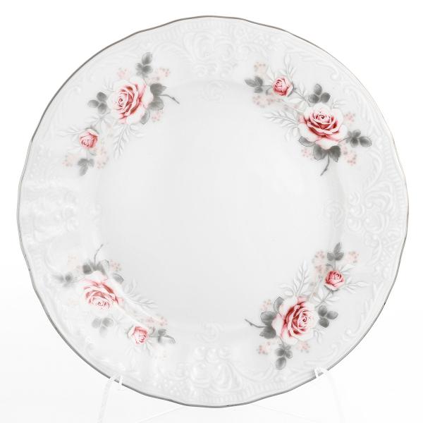 Комплект тарелок Bernadotte Серая роза платина 25 см(6 шт)