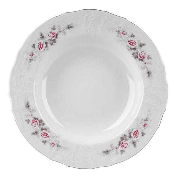 Комплект тарелок глубоких Bernadotte Серая роза платина 23 см(6 шт)
