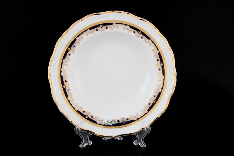 Комплект глубоких тарелок из фарфора Thun Мария Луиза Синяя лилия 23см (6 шт)