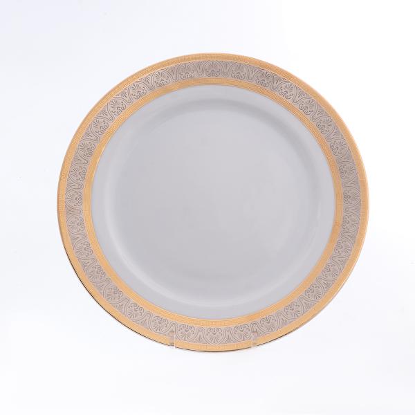 Комплект тарелок Thun Опал Широкий кант платина золото 21см (6 шт)