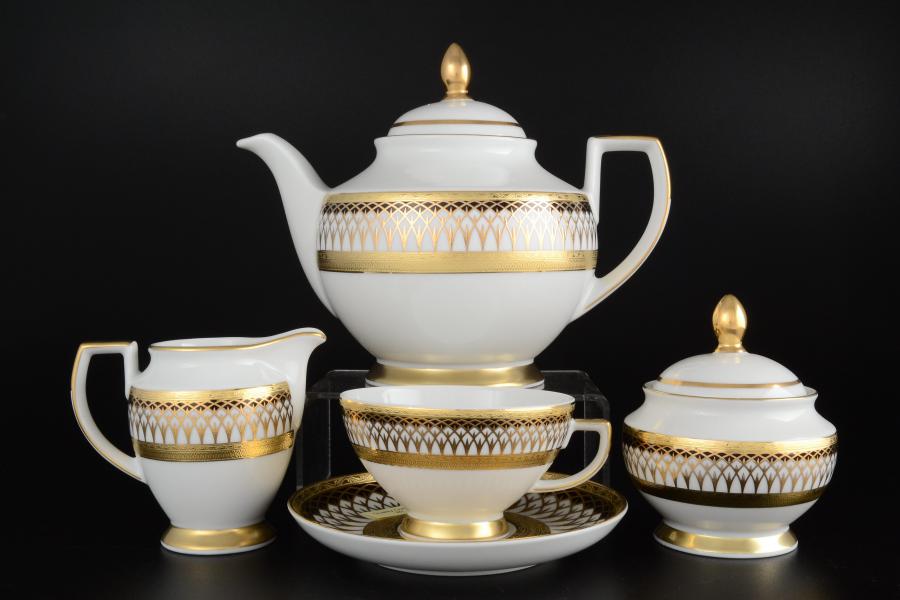 Фарфоровый чайный сервиз на 6 персон 17 предметов B & W Gold