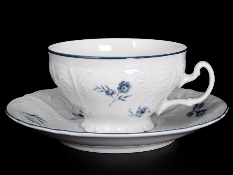 Комплект чайных пар 220 мл Бернадотт Синий цветок (6 пар)