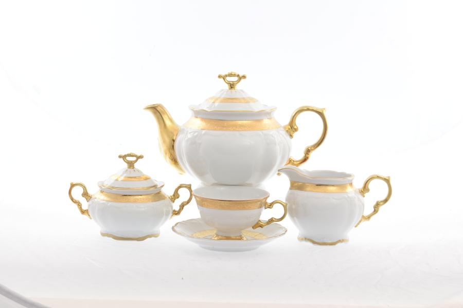 Фарфоровый чайный сервиз Carlsbad Мария Луиза матовая полоса 6 персон 17 предметов