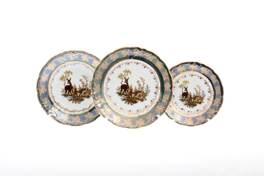 Комплект тарелок Carlsbad Фредерика Охота Зеленая 18 предметов