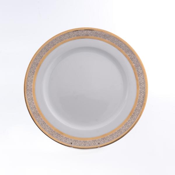 Комплект тарелок Thun Опал Широкий кант платина золото 25см (6 шт)