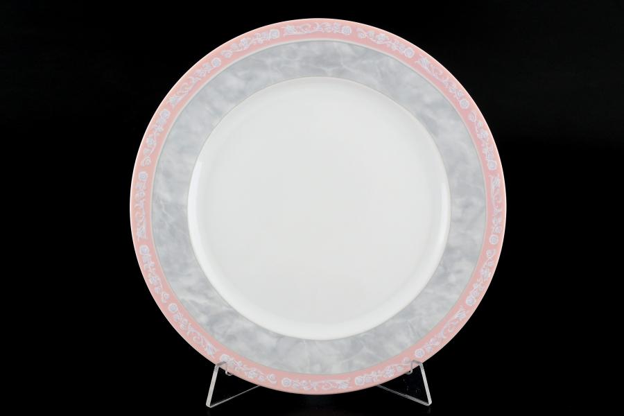 Комплект тарелок Thun Яна Серый мрамор с розовым кантом 21см (6 шт)