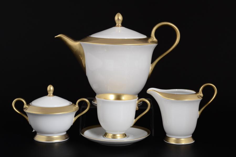 Фарфоровый чайный сервиз на 6 персон 17 предметов Корона Goldie