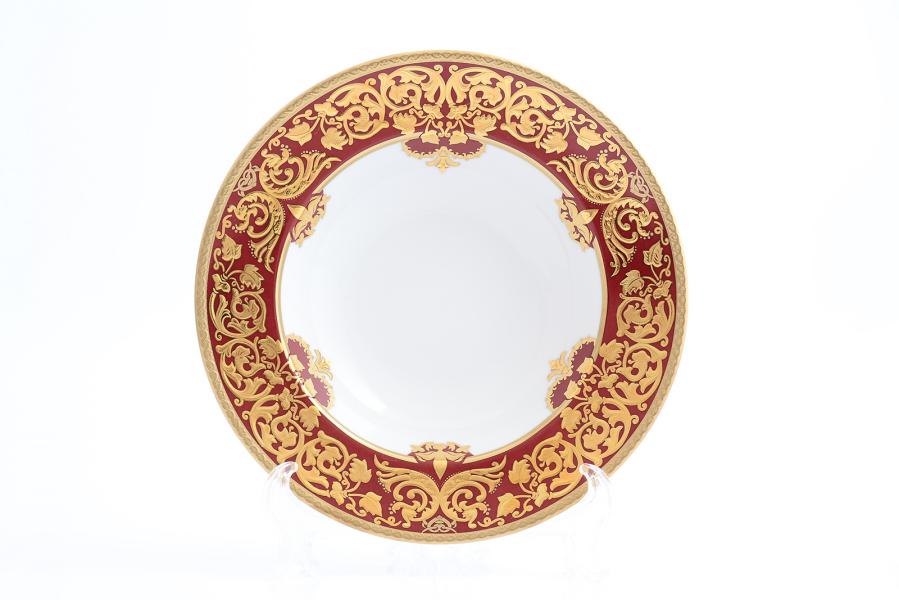 Комплект тарелок глубоких Falkenporzellan Natalia bordeaux gold 23,5 см(6 шт)