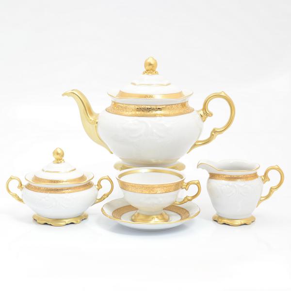 Фарфоровый чайный сервиз на 6 персон 17 предметов Матовая лента Sterne porcelan