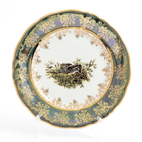Комплект тарелок Queen's Crown Корона Охота зеленая 19 см