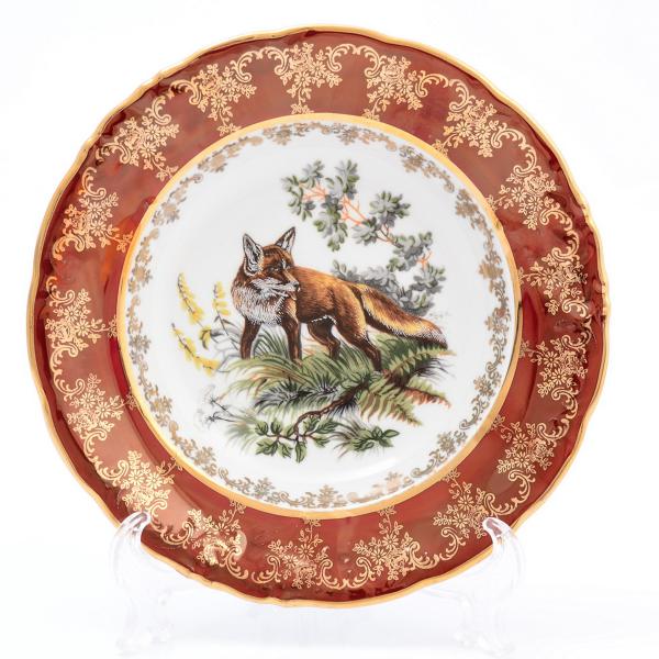 Комплект тарелок глубоких Queen's Crown Корона Охота красная 23 см
