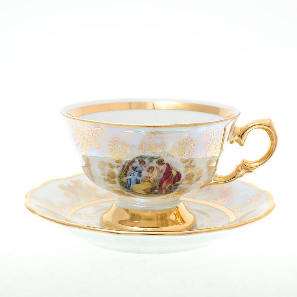 Комплект чайных пар 220 мл Мадонна Перламутр Sterne porcelan (6 пар)