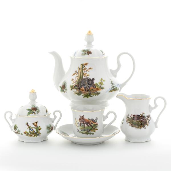 Фарфоровый чайный сервиз на 6 персон 17 предметов Мэри-Энн Охота