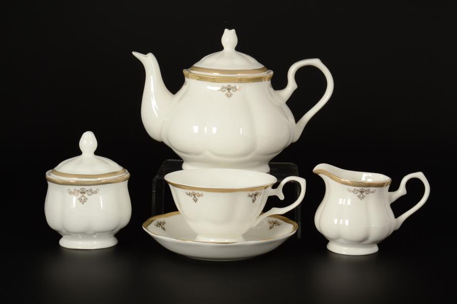 Фарфоровый чайный сервиз на 6 персон 17 предметов Ампир