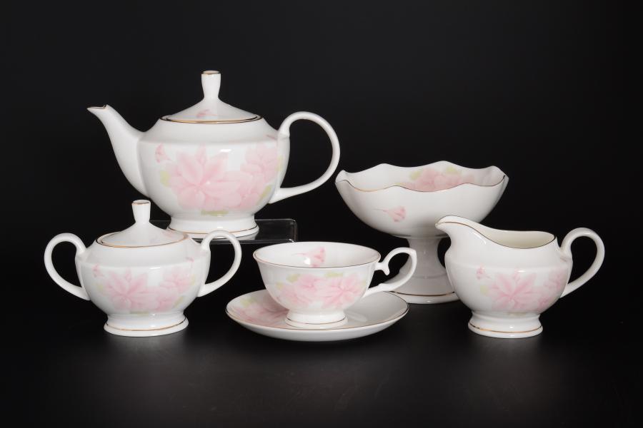 Фарфоровый чайный сервиз Royal  Розовые цветы 12пер 30пр