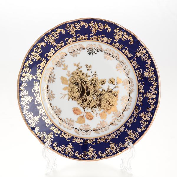 Комплект тарелок Thun Констанция Золотая роза Кобальт 17см (6 шт)