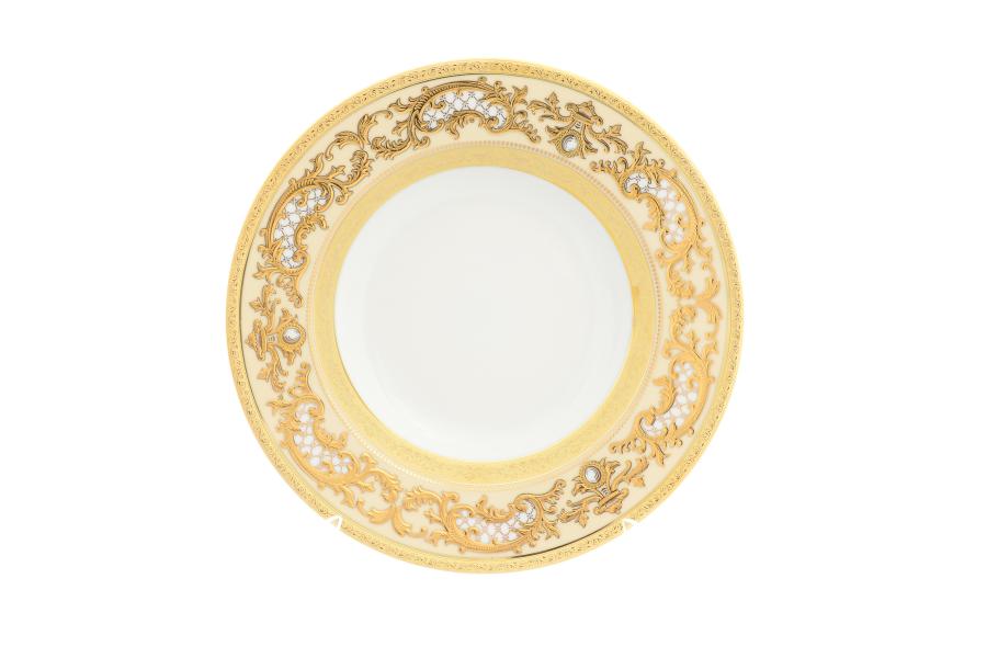 Комплект глубоких тарелок из фарфора Falkenporzellan Alena 3D Creme Gold Constanza 22,5см(6 шт)
