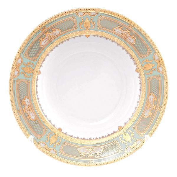 Комплект глубоких тарелок из фарфора Falkenporzellan Donna Seladon gold 22см (6 шт)