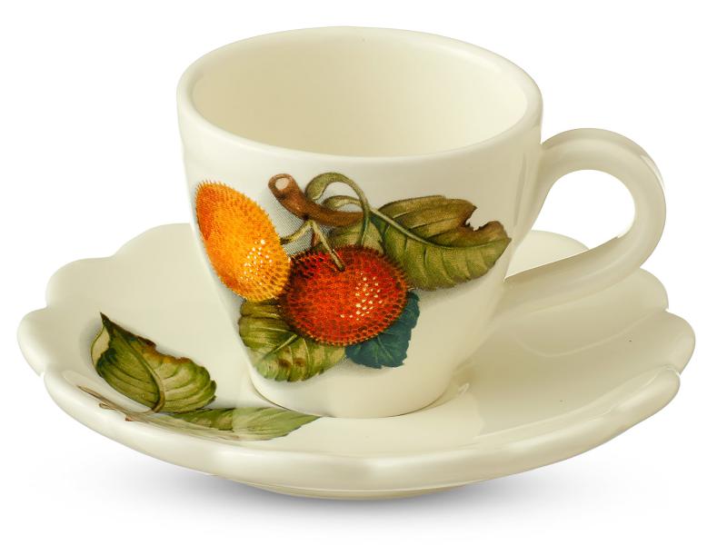 Фарфоровый Комплект кофейных пар 6 чашек + 6 блюдец 12 предметов artigianato ceramico Груша