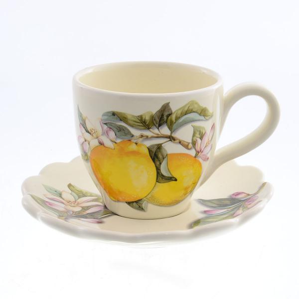 Комплект чашка с блюдцем Caroline Artigianato Лимоны 2 предмета
